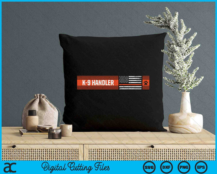 K-9 Handler Search & Rescue - Thin Orange Line Flag K9 Unit SVG PNG Digital Printable Files