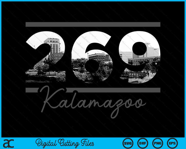 Kalamazoo 269 Area Code Skyline Michigan Vintage SVG PNG Digital Cutting Files