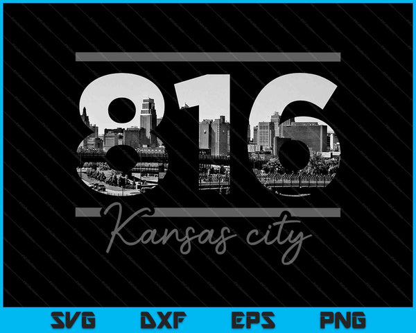 Kansas City 816 Código de área Skyline Missouri Vintage SVG PNG Cortar archivos imprimibles