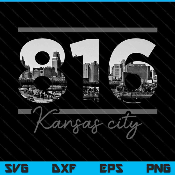 Kansas City 816 Netnummer Skyline Missouri Vintage SVG PNG Snijden afdrukbare bestanden