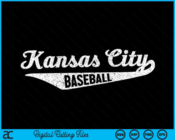 Kansas City Baseball Script Vintage Distressed SVG PNG Digital Cutting Files