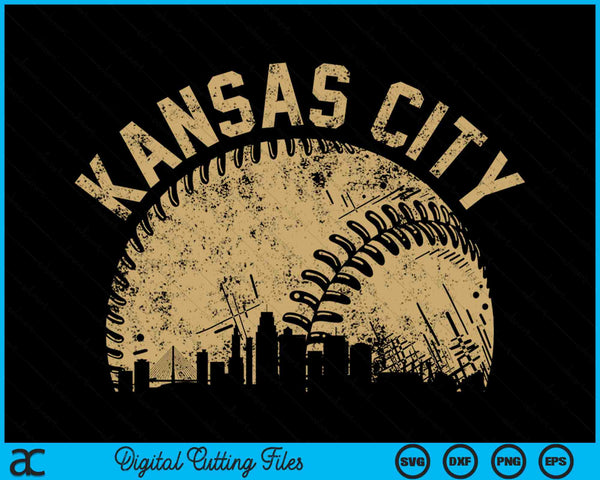 Kansas City Baseball Skyline Player Coach Fan SVG PNG Digital Cutting Files