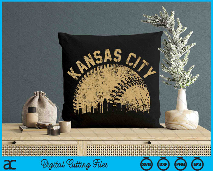 Kansas City Baseball Skyline Player Coach Fan SVG PNG Digital Cutting Files