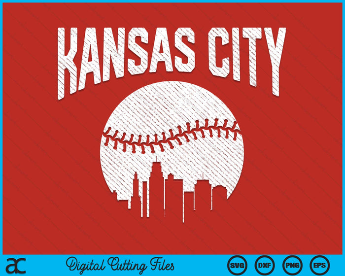 Kansas City City California Baseball Skyline Vintage Souvenir SVG PNG Digital Printable Files