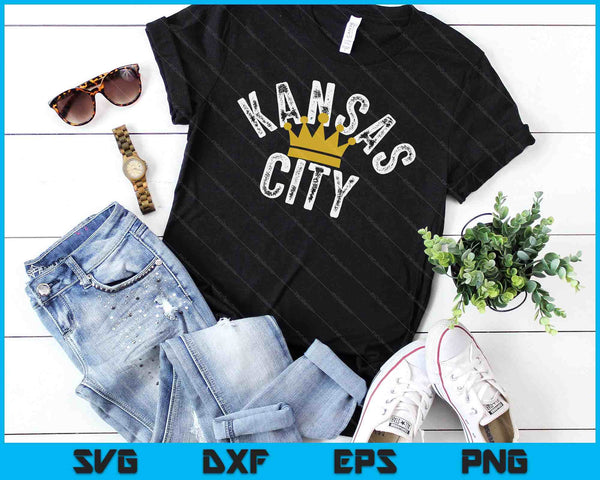Kansas City Kc Crown Town Local Modern Style SVG PNG Digital Cutting Files - on a t-shirt