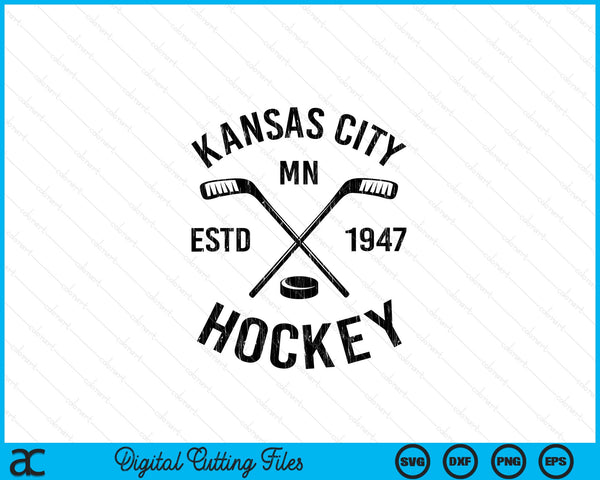 Kansas City Minnesota Ice Hockey Sticks Vintage Gift SVG PNG Digital Cutting Files