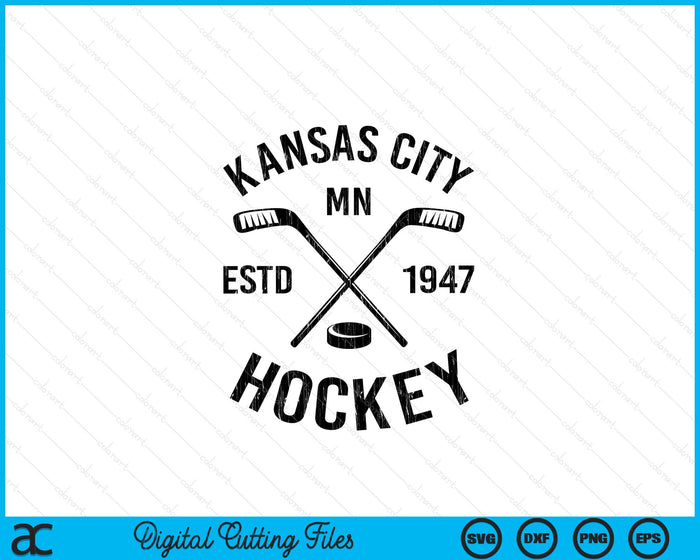 Kansas City Minnesota Ice Hockey Sticks Vintage Gift SVG PNG Digital Cutting Files