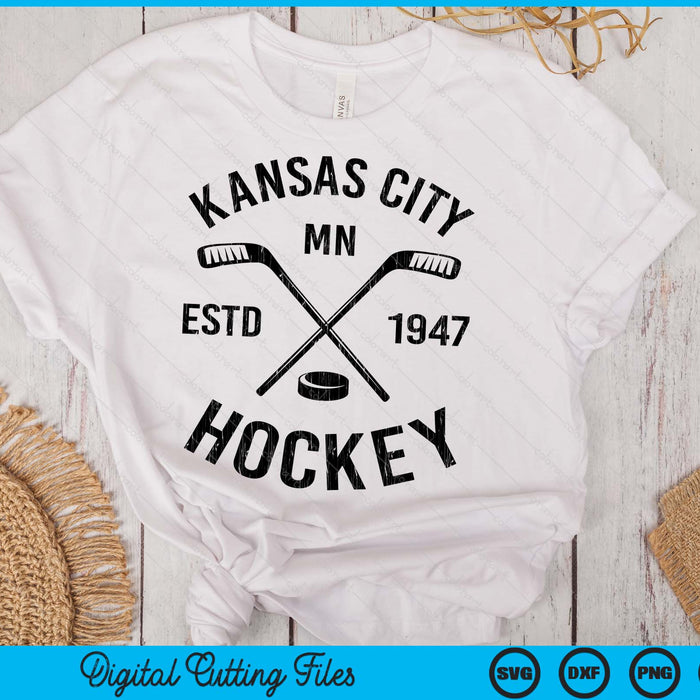Kansas City Minnesota Ice Hockey Sticks Vintage Gift SVG PNG Digital Cutting Files
