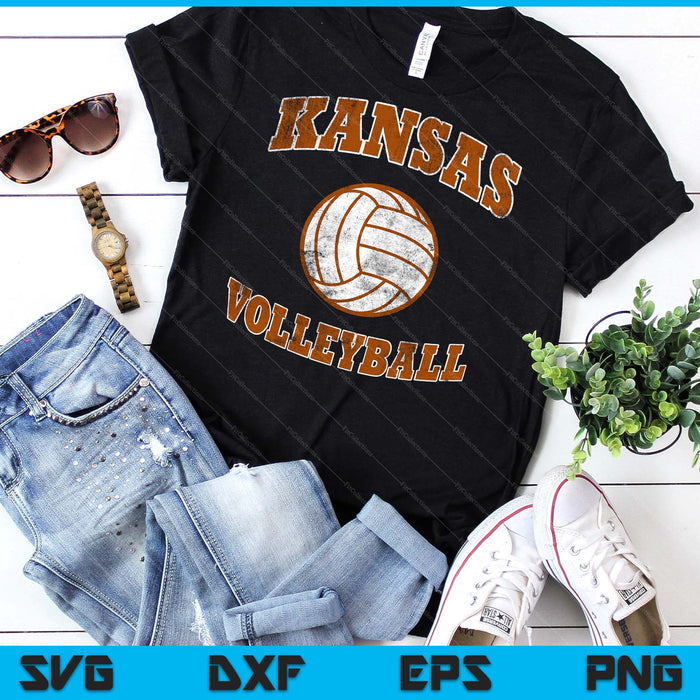 Kansas Volleyball Vintage Distressed SVG PNG Digital Cutting Files