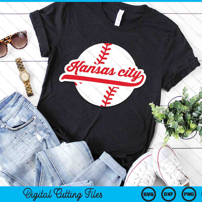 Kansas City Baseball Vintage Missouri Pride Love City Red SVG PNG digitale snijbestanden 