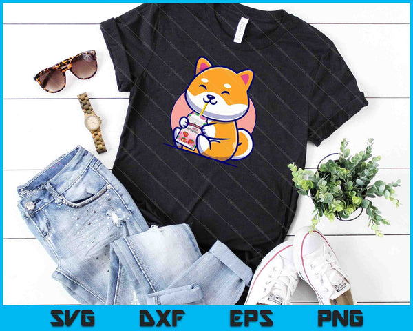 Kawaii Anime Cat Drinking Strawberry Milk Cute Japanese Neko SVG PNG Cutting Printable Files - on a t-shirt