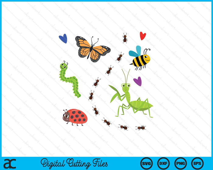 Kawaii Bugs Insect Ladybug Bee Mantis Butterfly SVG PNG Digital Printable Files