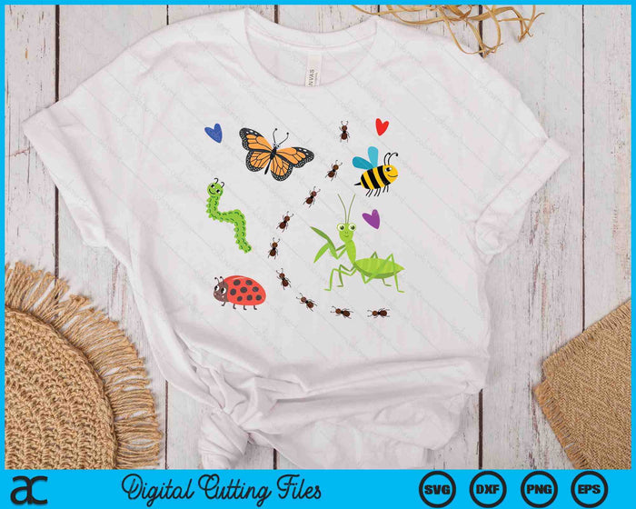 Kawaii Bugs Insect Ladybug Bee Mantis Butterfly SVG PNG Digital Printable Files