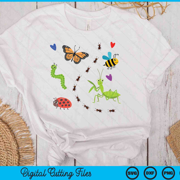 Kawaii Bugs Insect Ladybug Bee Mantis Butterfly SVG PNG Digital Printable Files