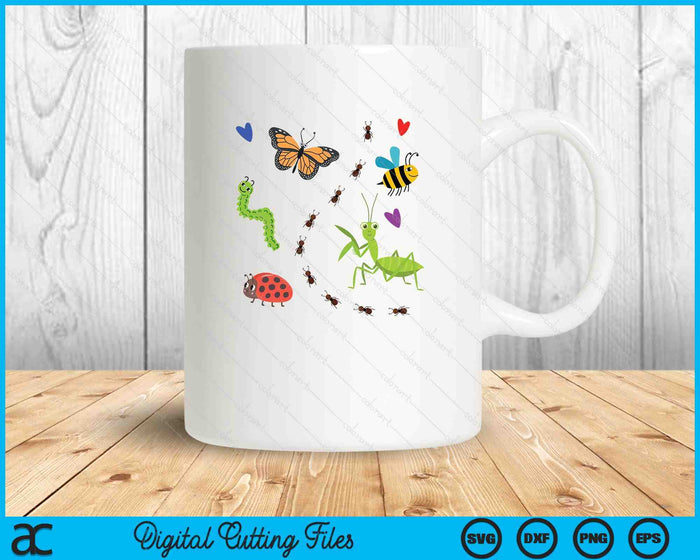 Kawaii Bugs Insect Ladybug Bee Mantis Butterfly SVG PNG Digital Printable Files