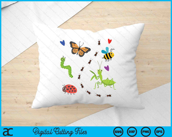 Kawaii Bugs Insect Ladybug Bee Mantis Butterfly SVG PNG Digital Printable Files