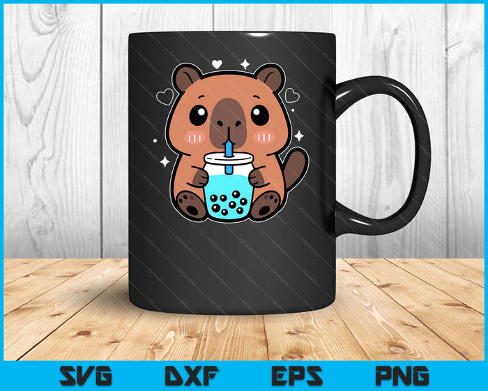 Kawaii Capybara Boba Drink Japanese Cute Anime Capybara SVG PNG Digital Printable Files