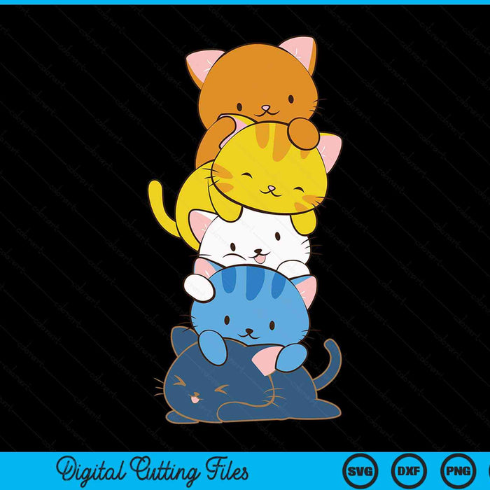 Kawaii Cat Pile Aroace Pride Flag SVG PNG Digital Cutting Files