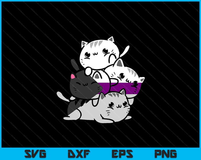 Kawaii Cat Pile Demisexual Pride Flag SVG PNG Digital Printable Files