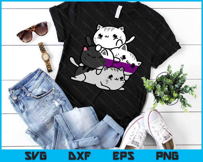 Kawaii Cat Pile Demisexual Pride Flag SVG PNG Digital Printable Files