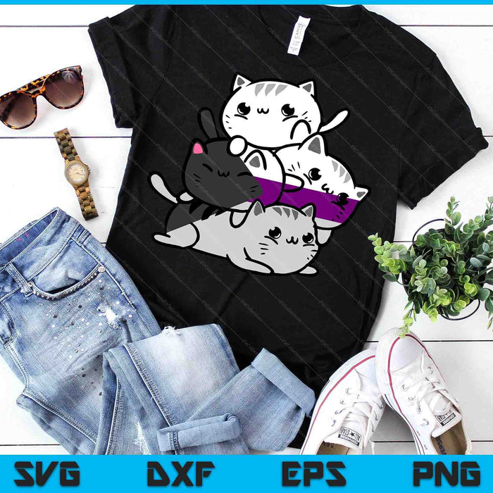 Kawaii Cat Pile Demisexual Pride Flag SVG PNG Digital Printable Files
