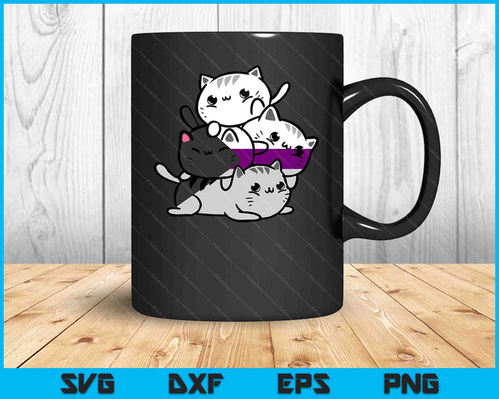 Kawaii Cat Pile Demisexual Pride Flag SVG PNG Digital Printable Files