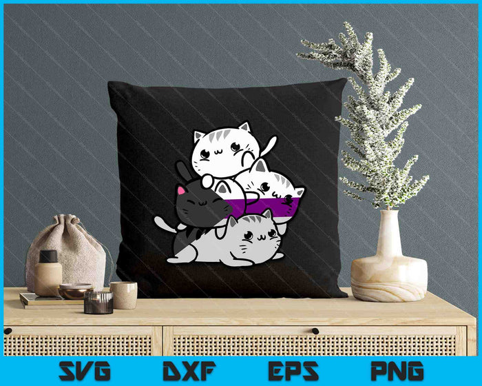 Kawaii Cat Pile Demisexual Pride Flag SVG PNG Digital Printable Files