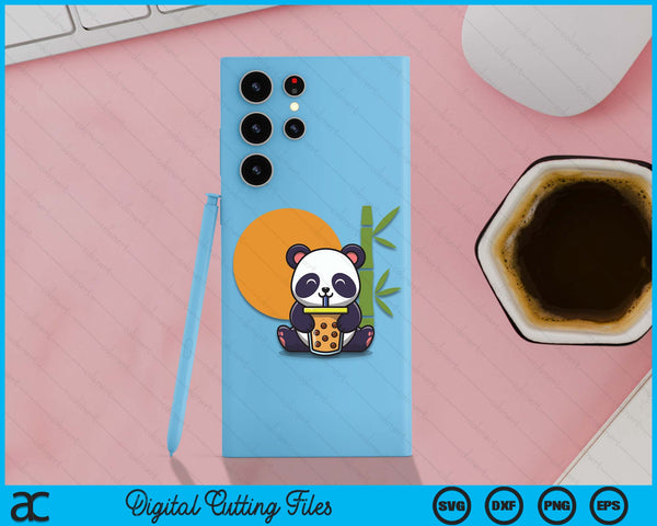 Kawaii Cute Anime Panda Otaku Japanese Bubble Boba Tea Case SVG PNG Digital Cutting Files