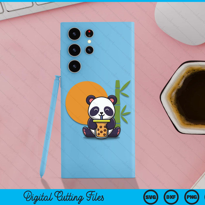 Kawaii Cute Anime Panda Otaku Japanese Bubble Boba Tea Case SVG PNG Digital Cutting Files