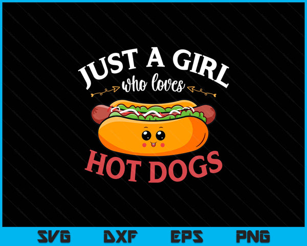 Kawaii Hotdog Lover Women Just A Girl Who Loves Hot Dogs SVG PNG Digital Printable Files