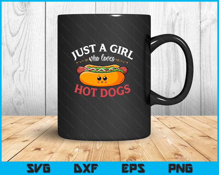 Kawaii Hotdog Lover Women Just A Girl Who Loves Hot Dogs SVG PNG Digital Printable Files