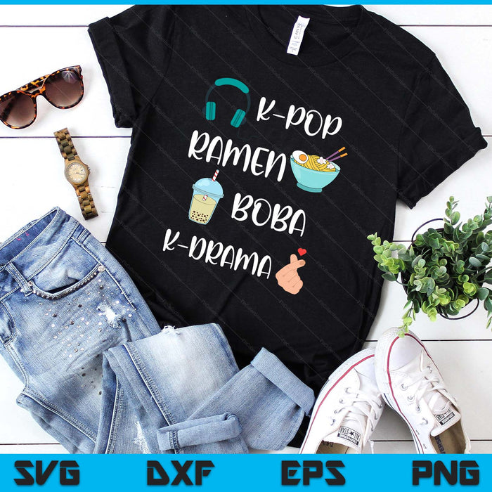 Kawaii K-Pop Ramen Boba Bubble Tea K-Drama Lover SVG PNG Digital Printable Files