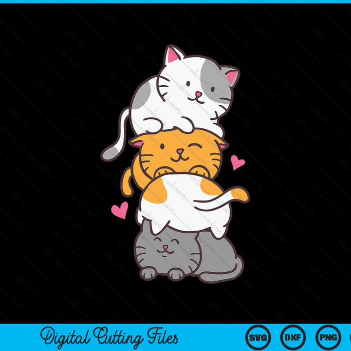 Kawaii Neko Cute Cats Pile Anime SVG PNG Digital Cutting Files
