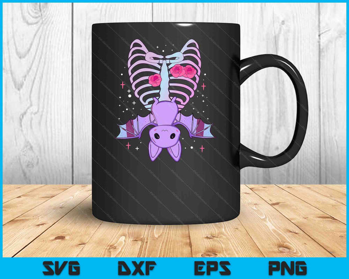 Kawaii Pastel Goth Cute Creepy Bat Skeleton SVG PNG Digital Printable Files