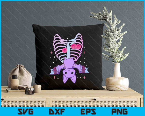 Kawaii Pastel Goth Cute Creepy Bat Skeleton SVG PNG Digital Printable Files