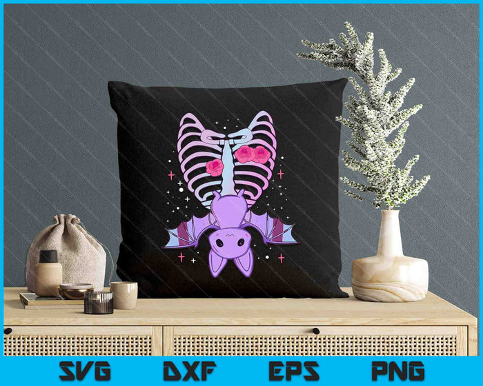 Kawaii Pastel Goth Cute Creepy Bat Skeleton SVG PNG Digital Printable Files