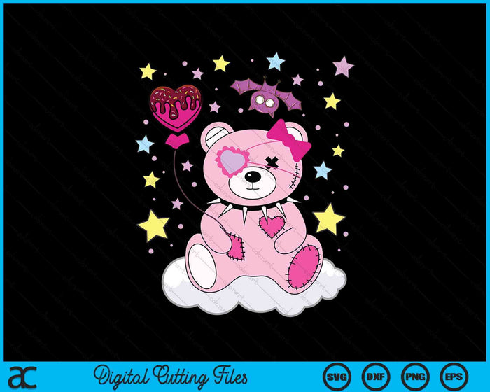 Kawaii Pastel Goth Cute Scary Bear SVG PNG Digital Printable Files