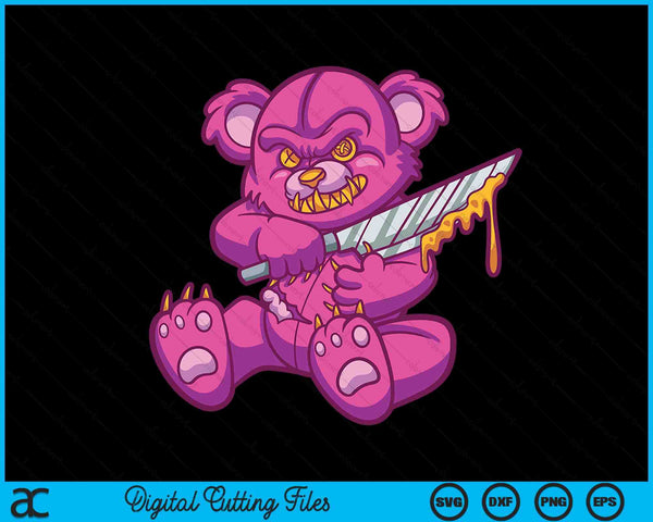 Kawaii Pastel Goth Teddy Bear Gothic Occult Voodoo Halloween SVG PNG Digital Cutting Files