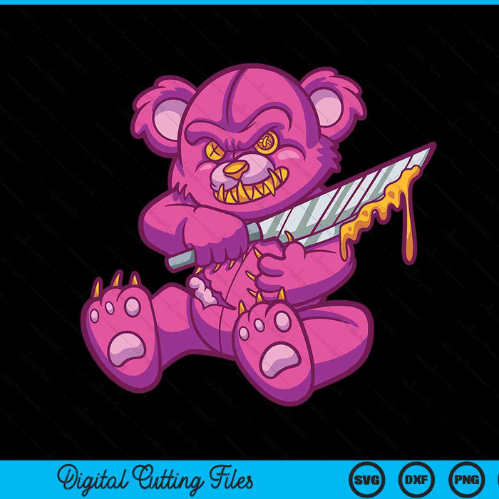 Kawaii Pastel Goth Teddy Bear Gothic Occult Voodoo Halloween SVG PNG Digital Cutting Files