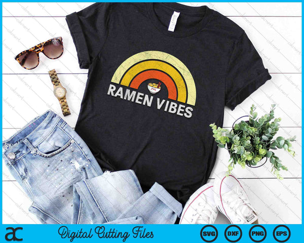 Kawaii Ramen Vibes Vintage Rainbow SVG PNG Digital Printable Files