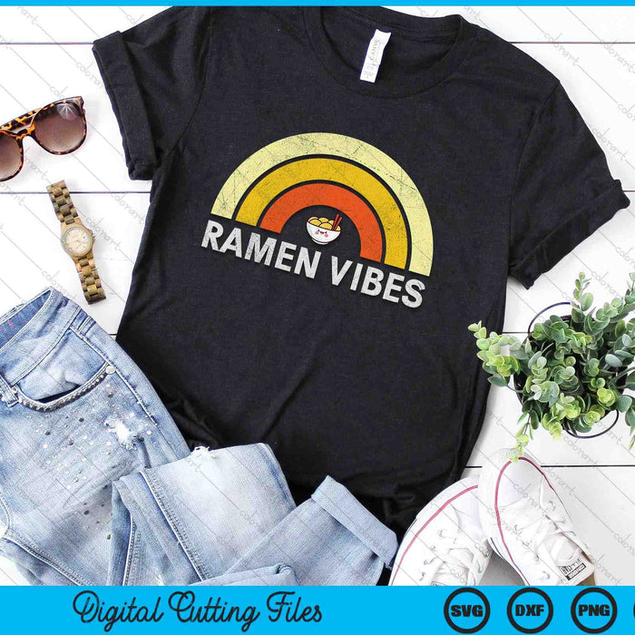Kawaii Ramen Vibes Vintage Rainbow SVG PNG Digital Printable Files