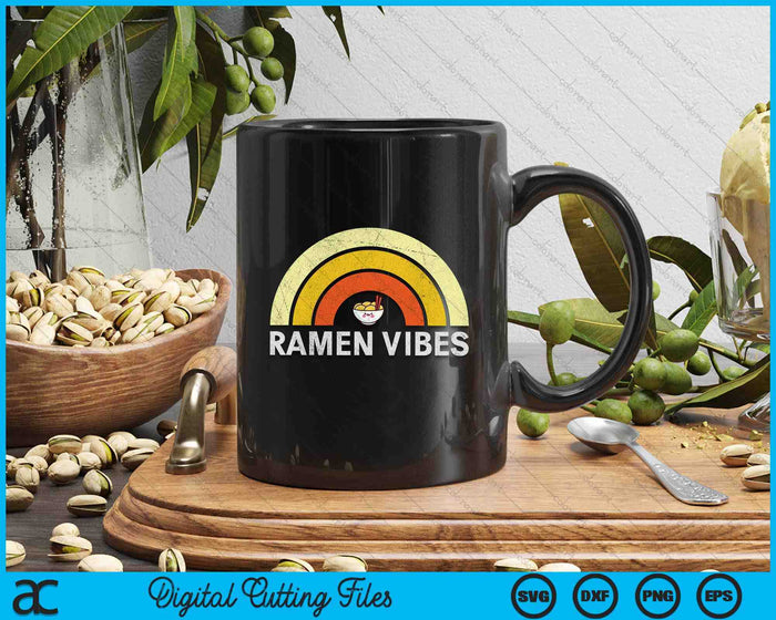 Kawaii Ramen Vibes Vintage Rainbow SVG PNG Digital Printable Files