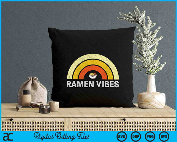Kawaii Ramen Vibes Vintage Rainbow SVG PNG Digital Printable Files