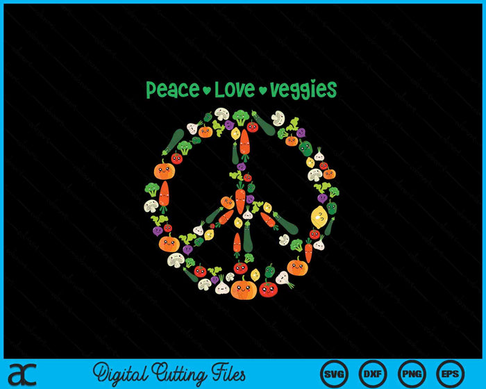 Kawaii Vegetables Peace Sign Funny Gift For Vegetarian Vegan SVG PNG Digital Printable Files