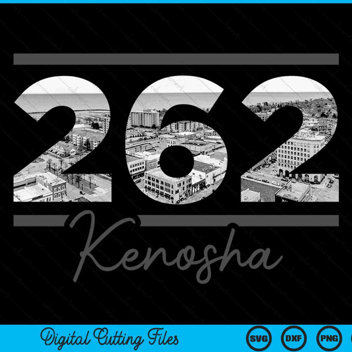 Kenosha 262 area code skyline Wisconsin vintage SVG PNG cut file for Cricut