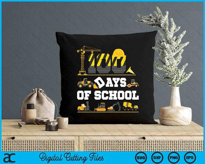 Kids 100 Days Of School Construction Vehicle Toddlers Boys SVG PNG Digital Printable Files