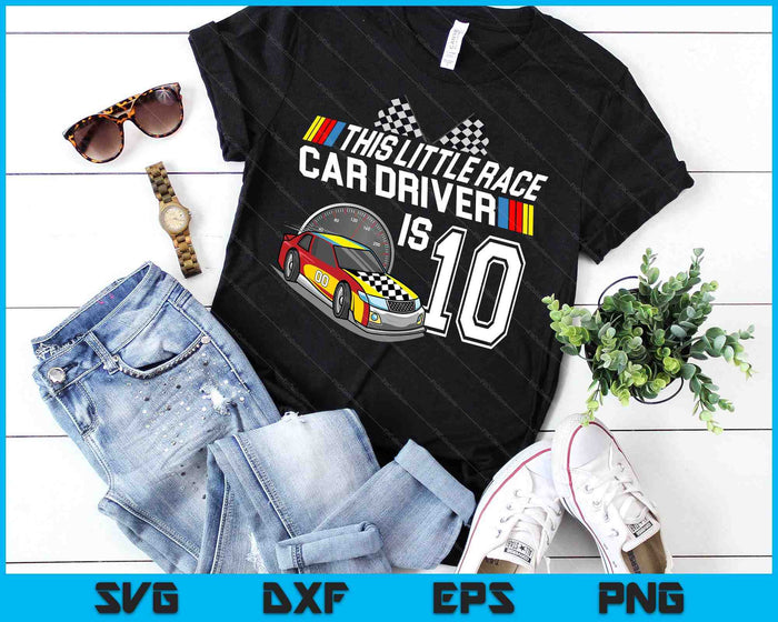 Kids 10 Year Old Race Car Birthday 10th Stock Car Racing Party SVG PNG Digital Cutting Files