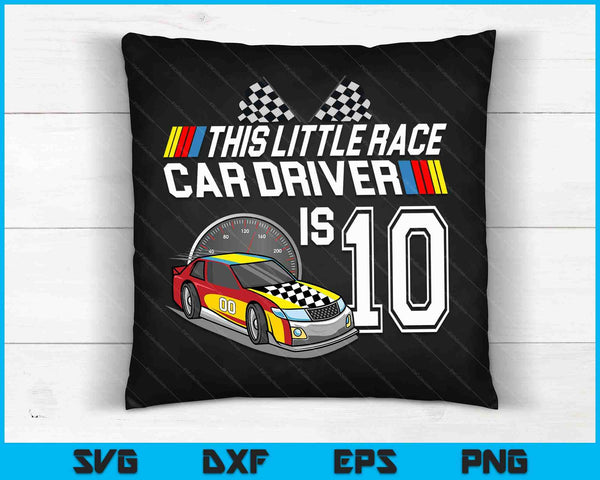 Kinderen 10-jarige raceauto verjaardag 10e Stock Car Racing Party SVG PNG digitale snijbestanden