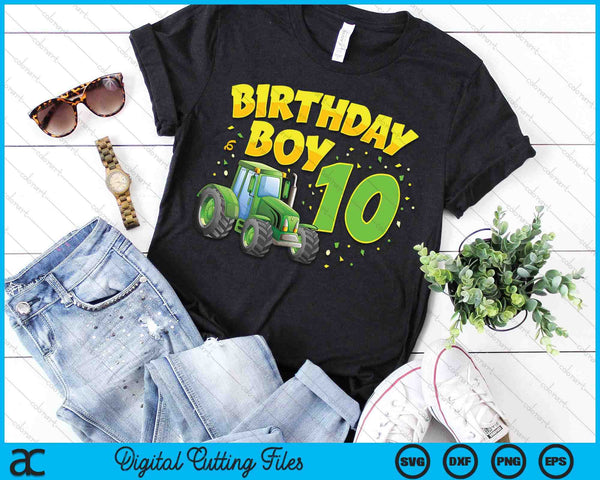 Kids 10th Birthday Boy 10 Year Old Farm Truck Tractor Party SVG PNG Digital Cutting File