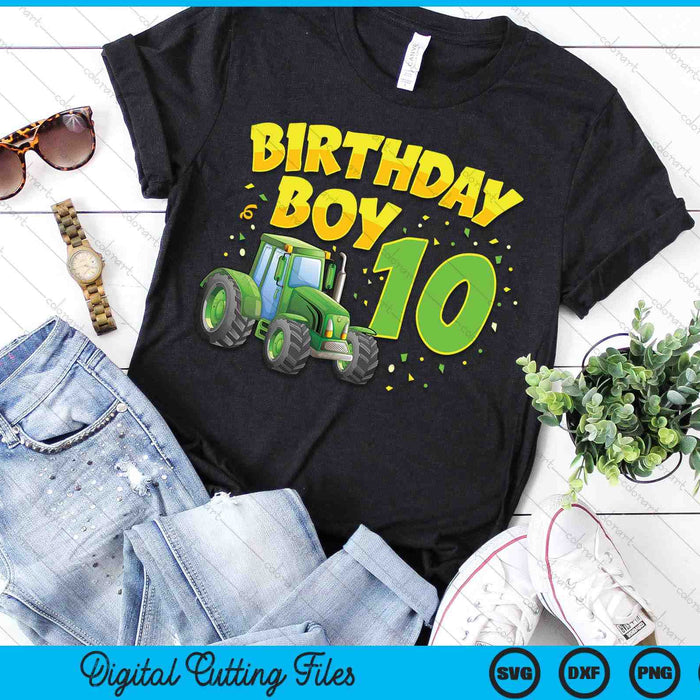 Kids 10th Birthday Boy 10 Year Old Farm Truck Tractor Party SVG PNG Digital Cutting File